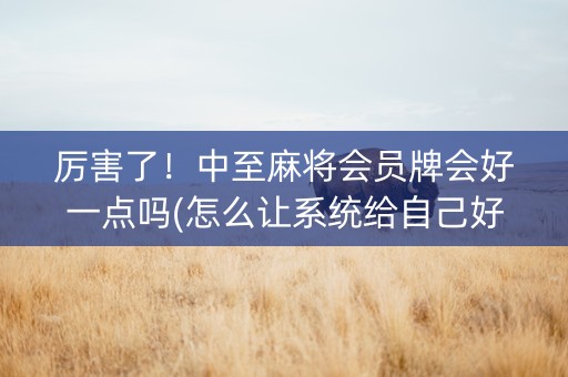 厉害了！中至麻将会员牌会好一点吗(怎么让系统给自己好牌)