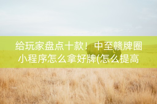 给玩家盘点十款！中至赣牌圈小程序怎么拿好牌(怎么提高胜率)