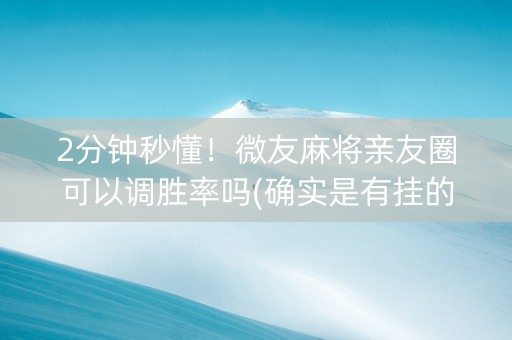 2分钟秒懂！微友麻将亲友圈可以调胜率吗(确实是有挂的)