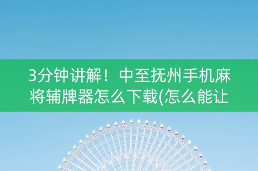 3分钟讲解！中至抚州手机麻将辅牌器怎么下载(怎么能让胜率高)