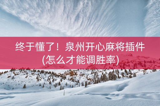 终于懂了！泉州开心麻将插件(怎么才能调胜率)