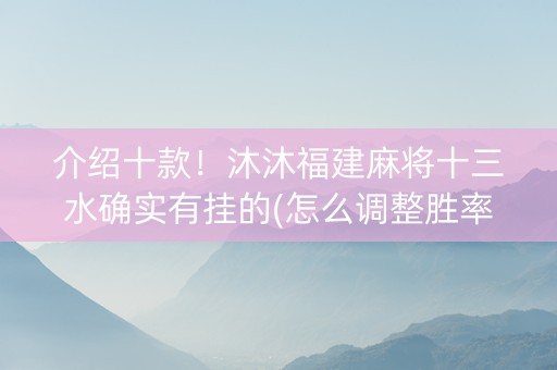 介绍十款！沐沐福建麻将十三水确实有挂的(怎么调整胜率)