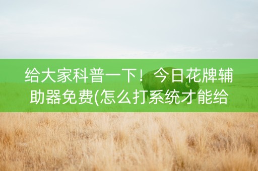 给大家科普一下！今日花牌辅助器免费(怎么打系统才能给好牌)
