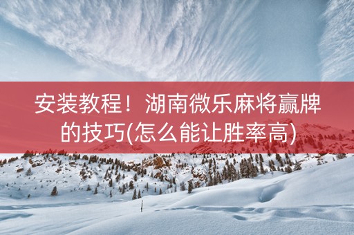 安装教程！湖南微乐麻将赢牌的技巧(怎么能让胜率高)