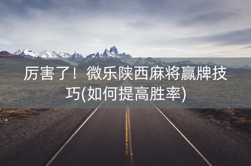 厉害了！微乐陕西麻将赢牌技巧(如何提高胜率)