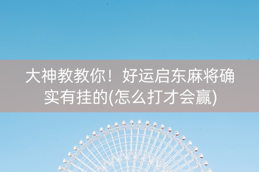 大神教教你！好运启东麻将确实有挂的(怎么打才会赢)