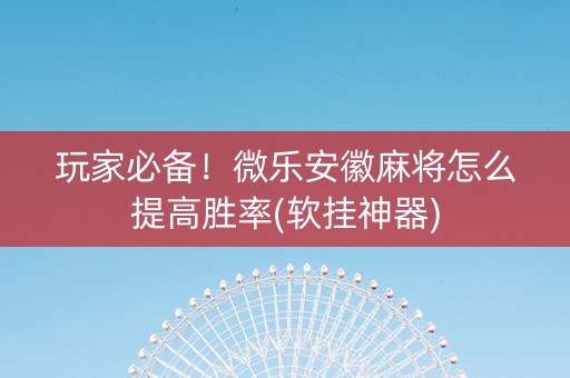 玩家必备！微乐安徽麻将怎么提高胜率(软挂神器)