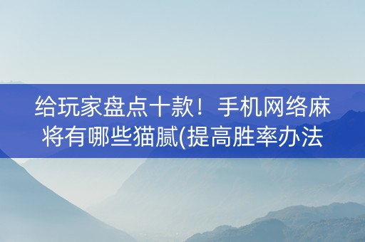 给玩家盘点十款！手机网络麻将有哪些猫腻(提高胜率办法)