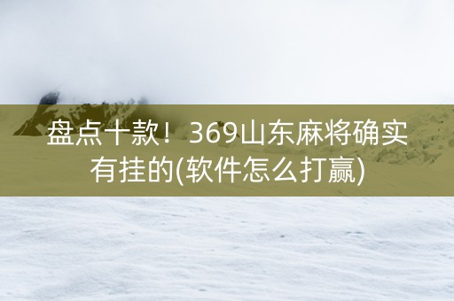 盘点十款！369山东麻将确实有挂的(软件怎么打赢)