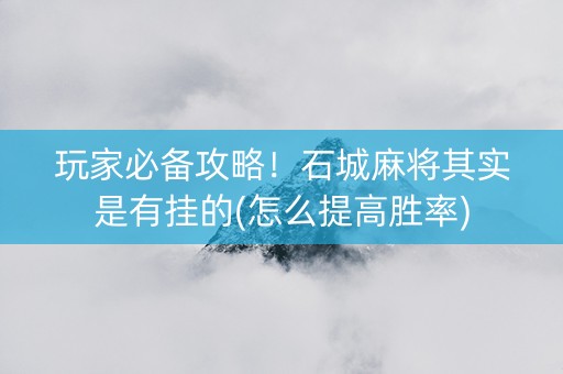 玩家必备攻略！石城麻将其实是有挂的(怎么提高胜率)