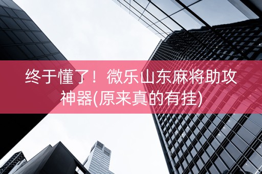 终于懂了！微乐山东麻将助攻神器(原来真的有挂)