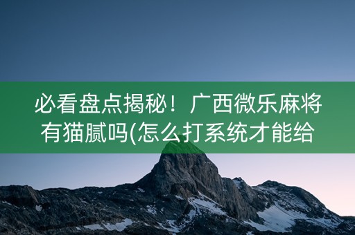 必看盘点揭秘！广西微乐麻将有猫腻吗(怎么打系统才能给好牌)