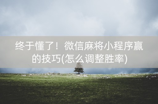 终于懂了！微信麻将小程序赢的技巧(怎么调整胜率)