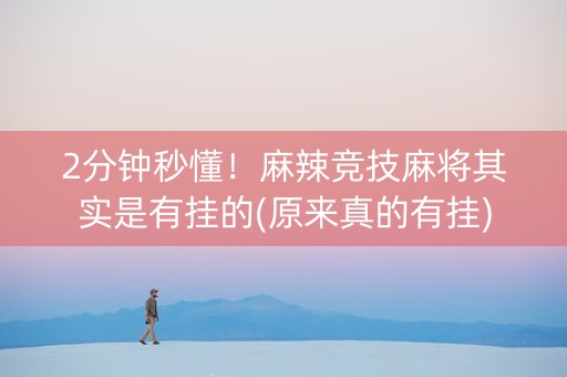 2分钟秒懂！麻辣竞技麻将其实是有挂的(原来真的有挂)