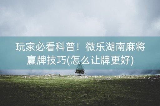 玩家必看科普！微乐湖南麻将赢牌技巧(怎么让牌更好)
