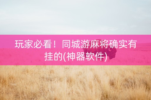 玩家必看！同城游麻将确实有挂的(神器软件)