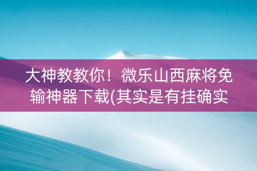 大神教教你！微乐山西麻将免输神器下载(其实是有挂确实有挂)