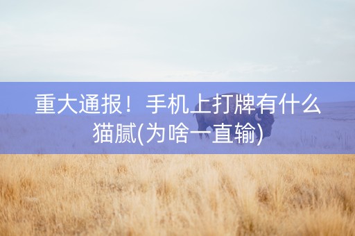 重大通报！手机上打牌有什么猫腻(为啥一直输)