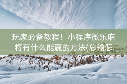 玩家必备教程！小程序微乐麻将有什么能赢的方法(总输怎么回事)