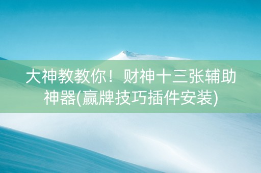 大神教教你！财神十三张辅助神器(赢牌技巧插件安装)