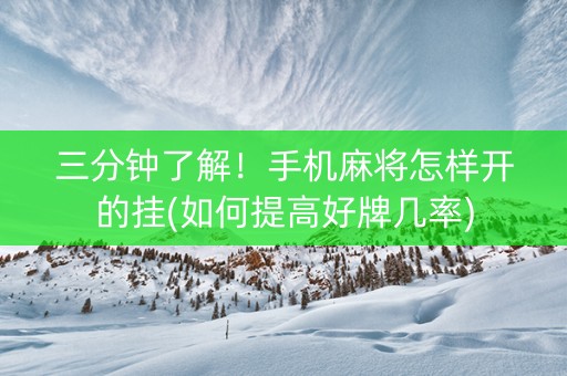 三分钟了解！手机麻将怎样开的挂(如何提高好牌几率)