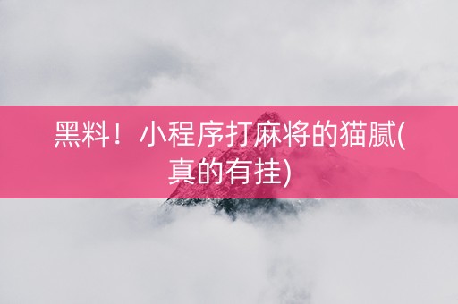 黑料！小程序打麻将的猫腻(真的有挂)