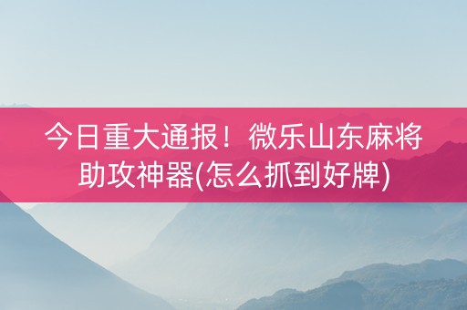 今日重大通报！微乐山东麻将助攻神器(怎么抓到好牌)