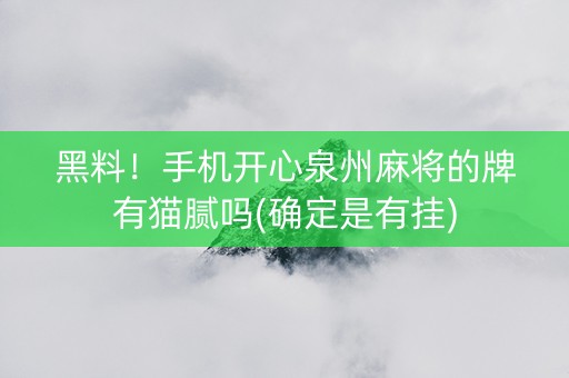 黑料！手机开心泉州麻将的牌有猫腻吗(确定是有挂)