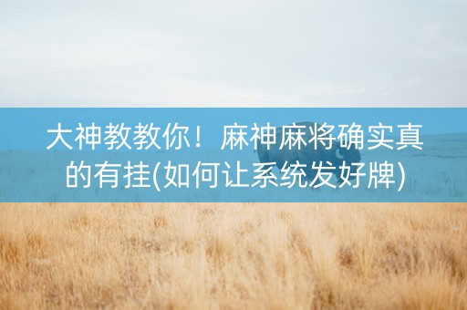 大神教教你！麻神麻将确实真的有挂(如何让系统发好牌)
