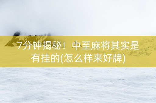 7分钟揭秘！中至麻将其实是有挂的(怎么样来好牌)