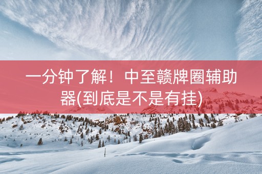 一分钟了解！中至赣牌圈辅助器(到底是不是有挂)