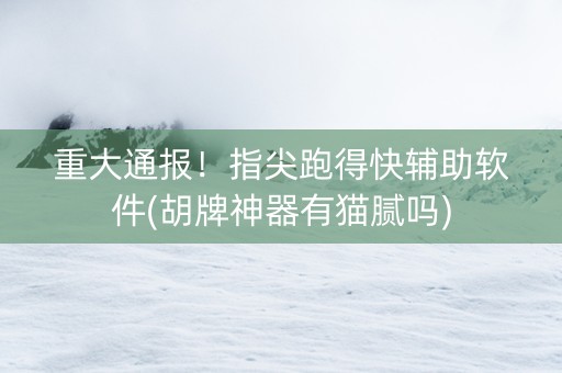 重大通报！指尖跑得快辅助软件(胡牌神器有猫腻吗)