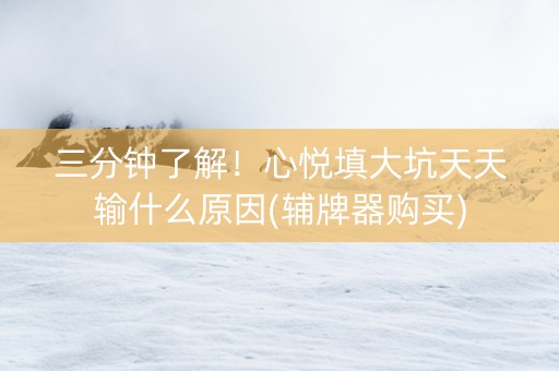 三分钟了解！心悦填大坑天天输什么原因(辅牌器购买)
