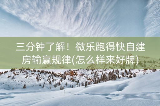 三分钟了解！微乐跑得快自建房输赢规律(怎么样来好牌)