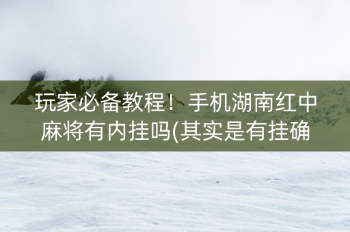 玩家必备教程！手机湖南红中麻将有内挂吗(其实是有挂确实有挂)