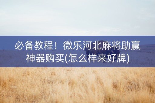 必备教程！微乐河北麻将助赢神器购买(怎么样来好牌)