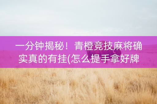 一分钟揭秘！青橙竞技麻将确实真的有挂(怎么提手拿好牌)