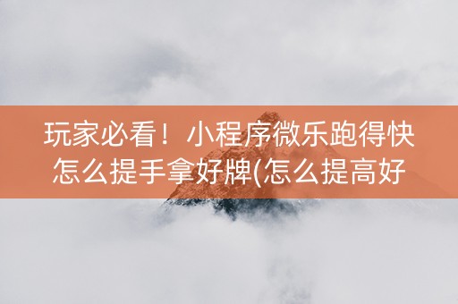 玩家必看！小程序微乐跑得快怎么提手拿好牌(怎么提高好牌几率)