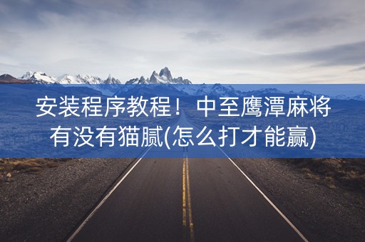 安装程序教程！中至鹰潭麻将有没有猫腻(怎么打才能赢)