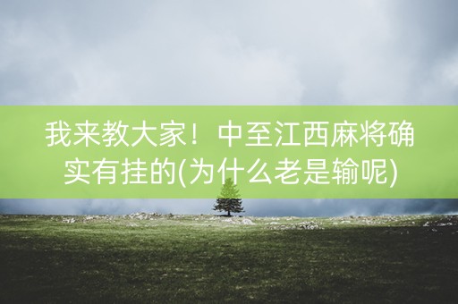 我来教大家！中至江西麻将确实有挂的(为什么老是输呢)
