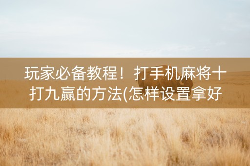 玩家必备教程！打手机麻将十打九赢的方法(怎样设置拿好牌)