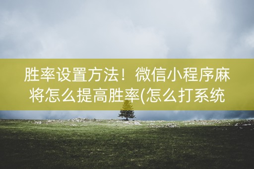 胜率设置方法！微信小程序麻将怎么提高胜率(怎么打系统才能给好牌)