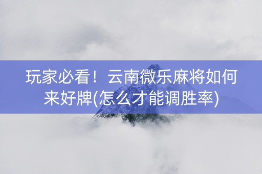 玩家必看！云南微乐麻将如何来好牌(怎么才能调胜率)