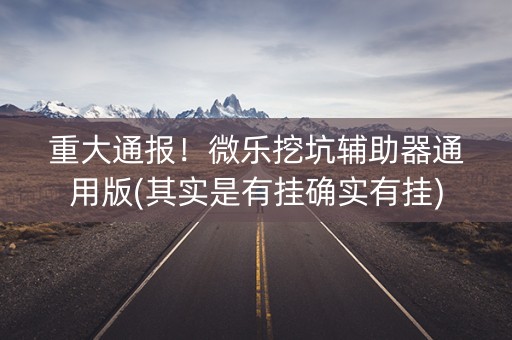 重大通报！微乐挖坑辅助器通用版(其实是有挂确实有挂)