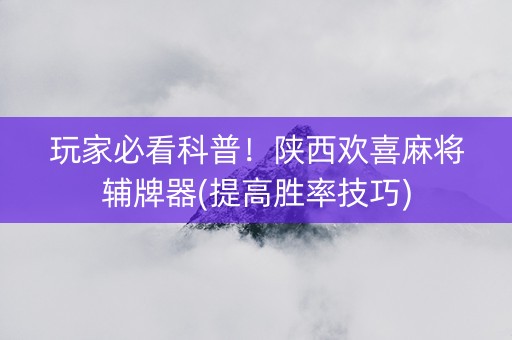玩家必看科普！陕西欢喜麻将辅牌器(提高胜率技巧)