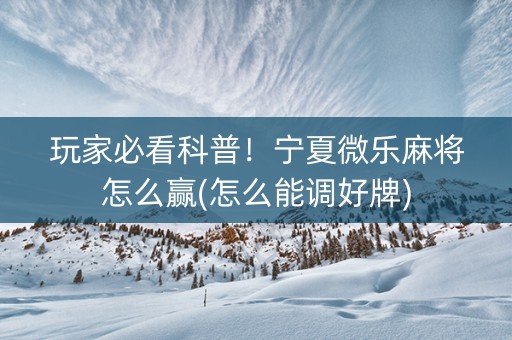 玩家必看科普！宁夏微乐麻将怎么赢(怎么能调好牌)