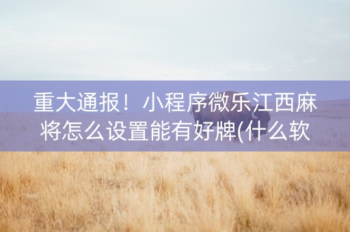 重大通报！小程序微乐江西麻将怎么设置能有好牌(什么软件可以赢)