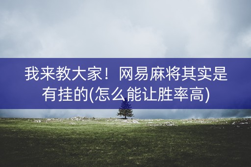 我来教大家！网易麻将其实是有挂的(怎么能让胜率高)
