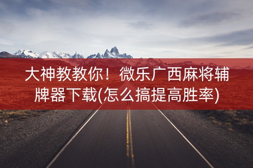 大神教教你！微乐广西麻将辅牌器下载(怎么搞提高胜率)