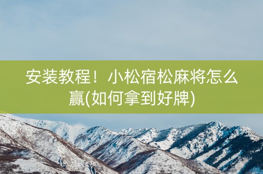 安装教程！小松宿松麻将怎么赢(如何拿到好牌)